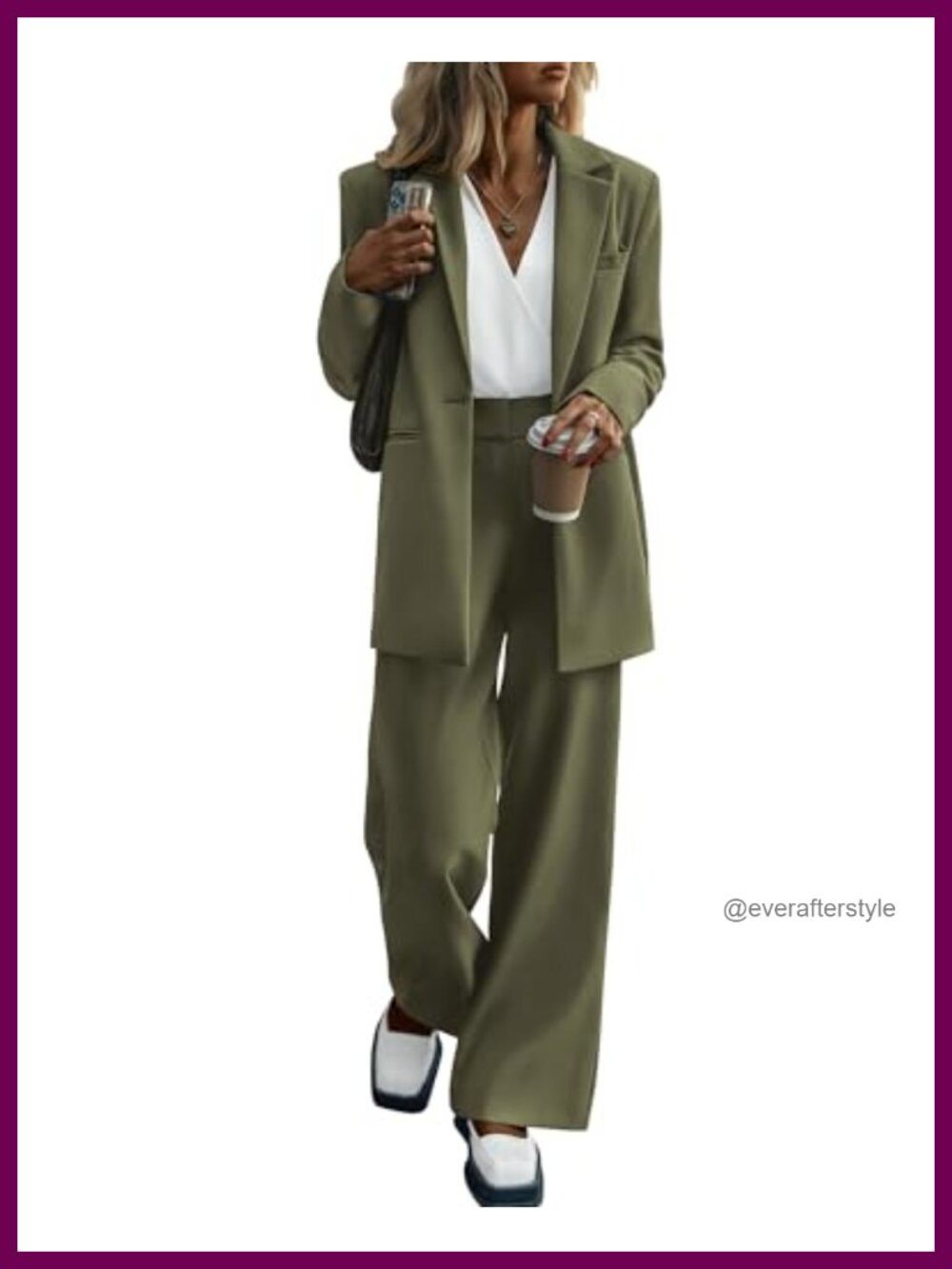 Women 2 Piece Pantsuit Wide Leg Blazer Business Dressy Set